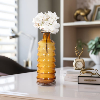 18" Clarimond Ridged Amber Glass Bottle