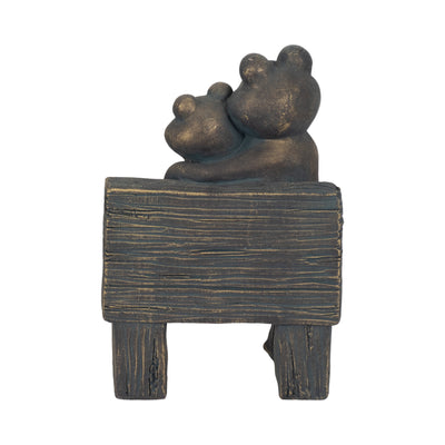 12" Cuddling Frogs On Bench, Bronze