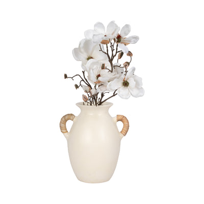 Terracotta, 12"h Eared Vase, White