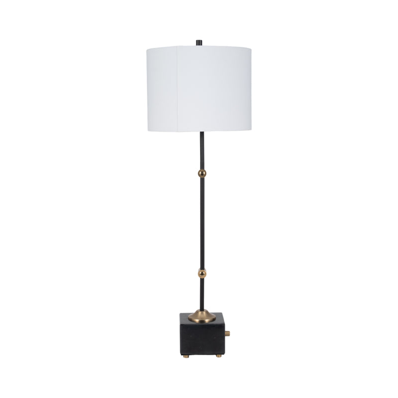 36" Hilliard Marble Buffet Table Lamp, Gold/black