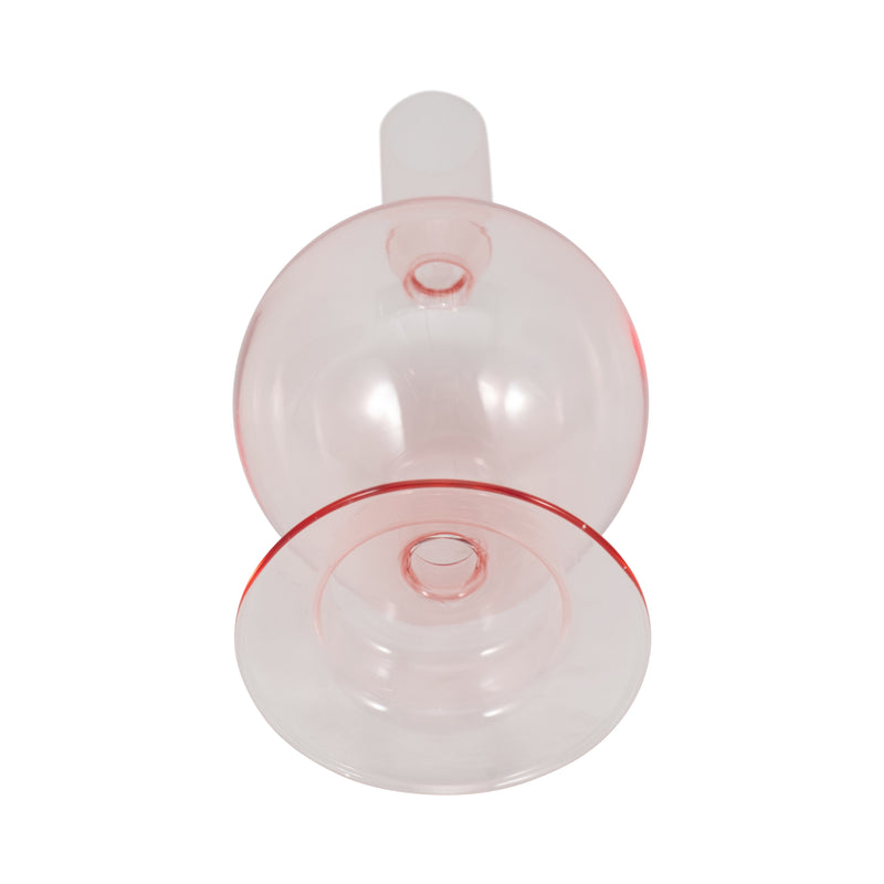 7" Glass Bubble Taper Candle Holder, Pink