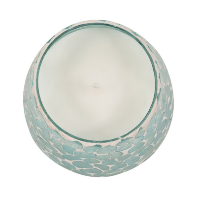 Glass, 5" 18 Oz Mosaic Scented Candle, Light Blue