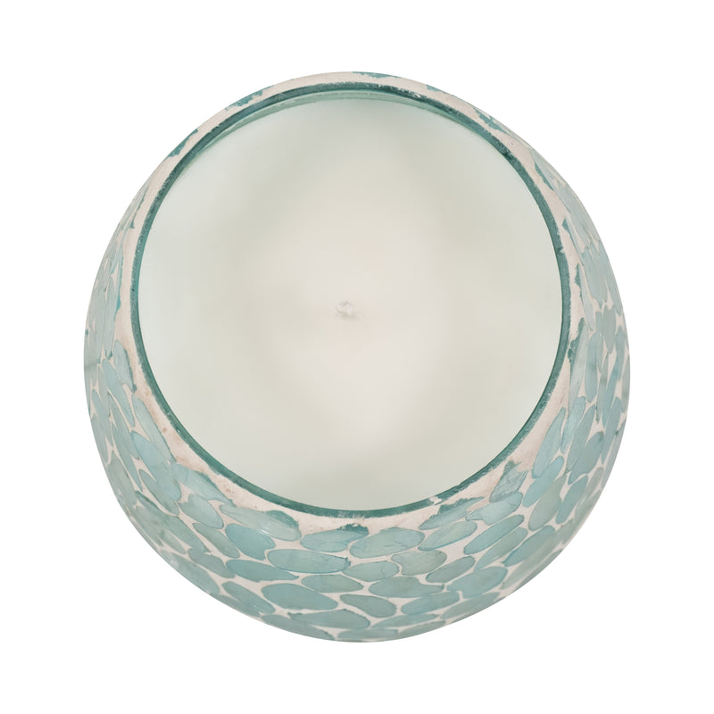 Glass, 5" 18 Oz Mosaic Scented Candle, Light Blue