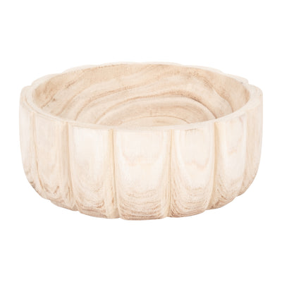 WOOD, 9" SCALLOPED BOWL, NATURAL