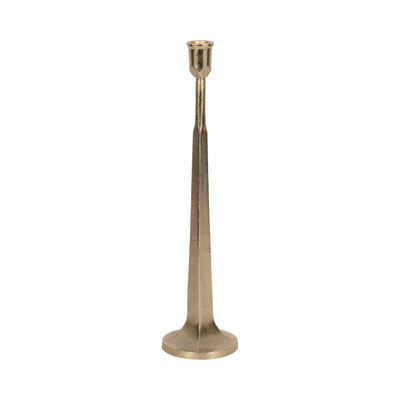 METAL, 16" SQUARED OFF TAPER CANDLEHOLDER, GOLD