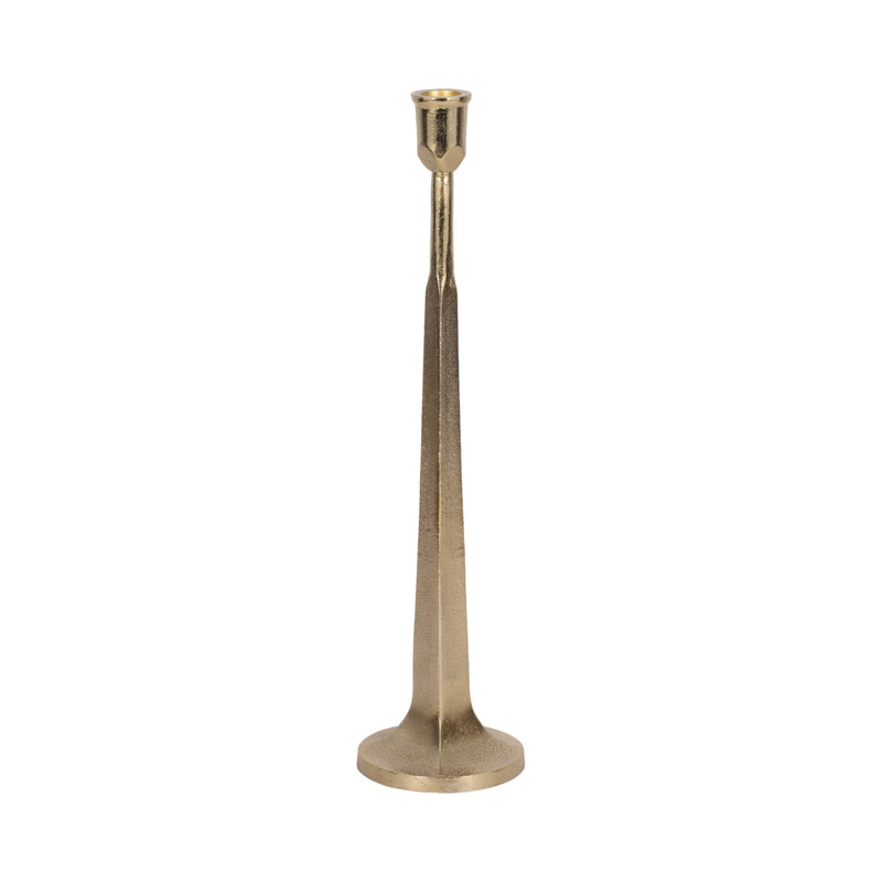 METAL, 16" SQUARED OFF TAPER CANDLEHOLDER, GOLD