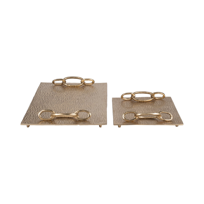 S/2 14/21" Rada Gold Link Trays