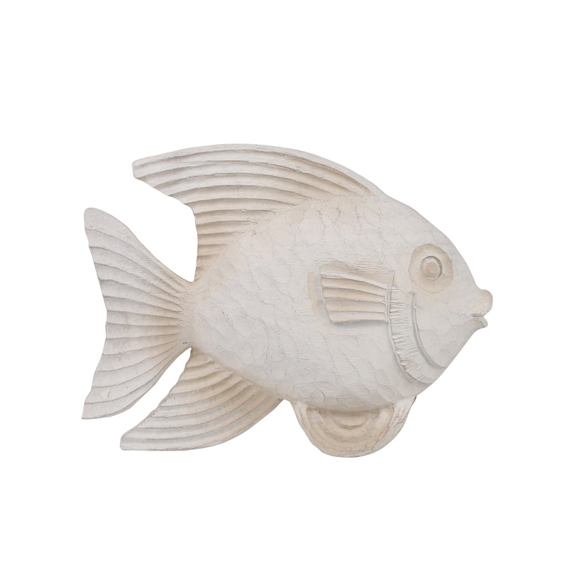 RESIN 10" FISH FIGURINE, WHITEWASH