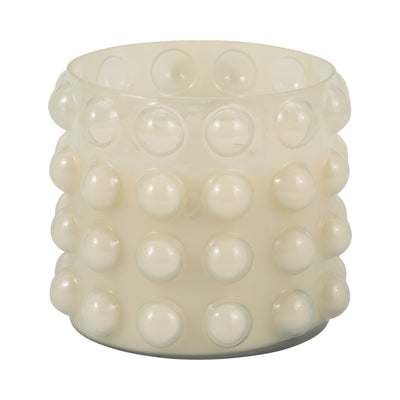 Glass, 9" 81 Oz Bubble Candle, Ivory