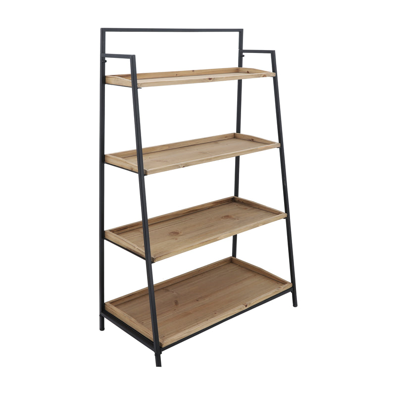 WOOD/METAL, 52"H FOLDING 4-LAYERED SHELF, BRWN/BLK