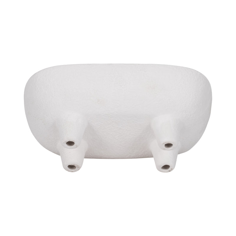 10" Footed Rounded Rectangle Bowl, White