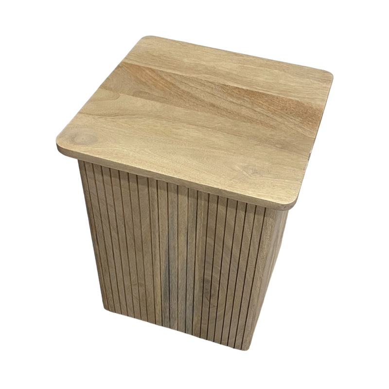 20" Square Ribbed Accent Table, Natural