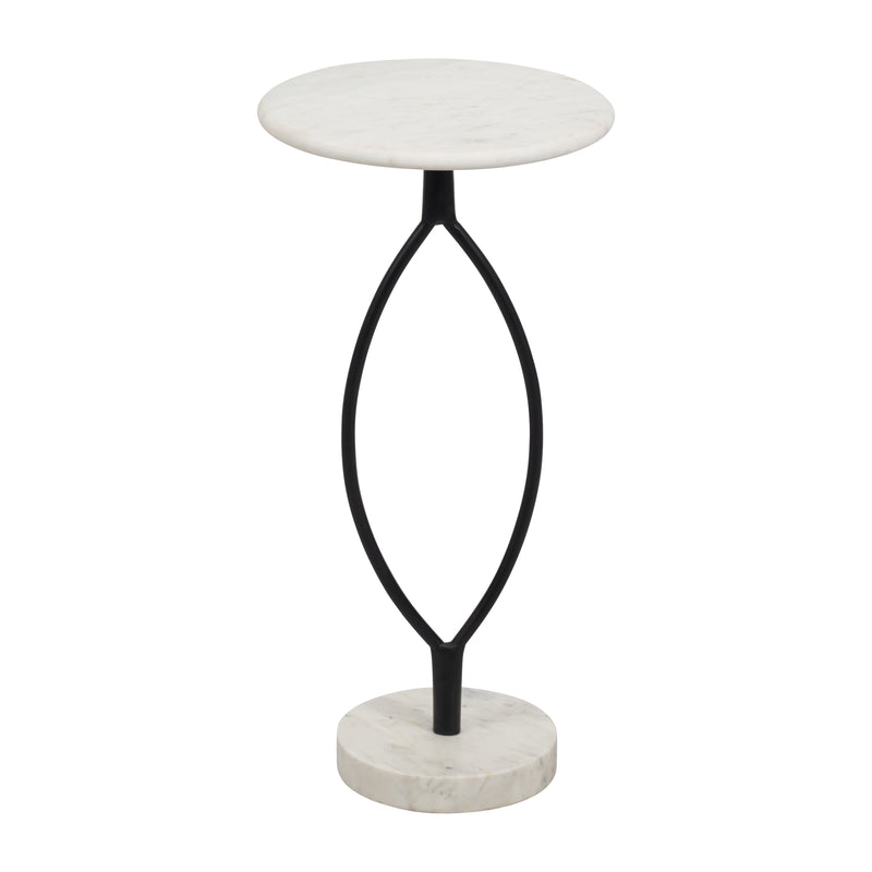 METAL, 24" LOOPHOLE TABLE MARBLE BASE, BLACK