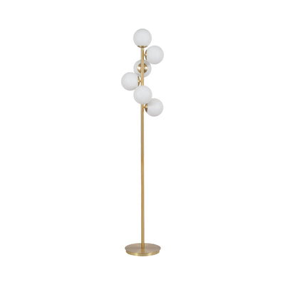 Glass 72" Frosted Globe Floor Lamp, Gold