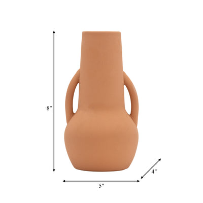 CER,8",VASE W/HANDLES,TERRACOTTA