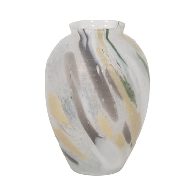 Marco Glass, 9" Marbled Look Vase, Multi