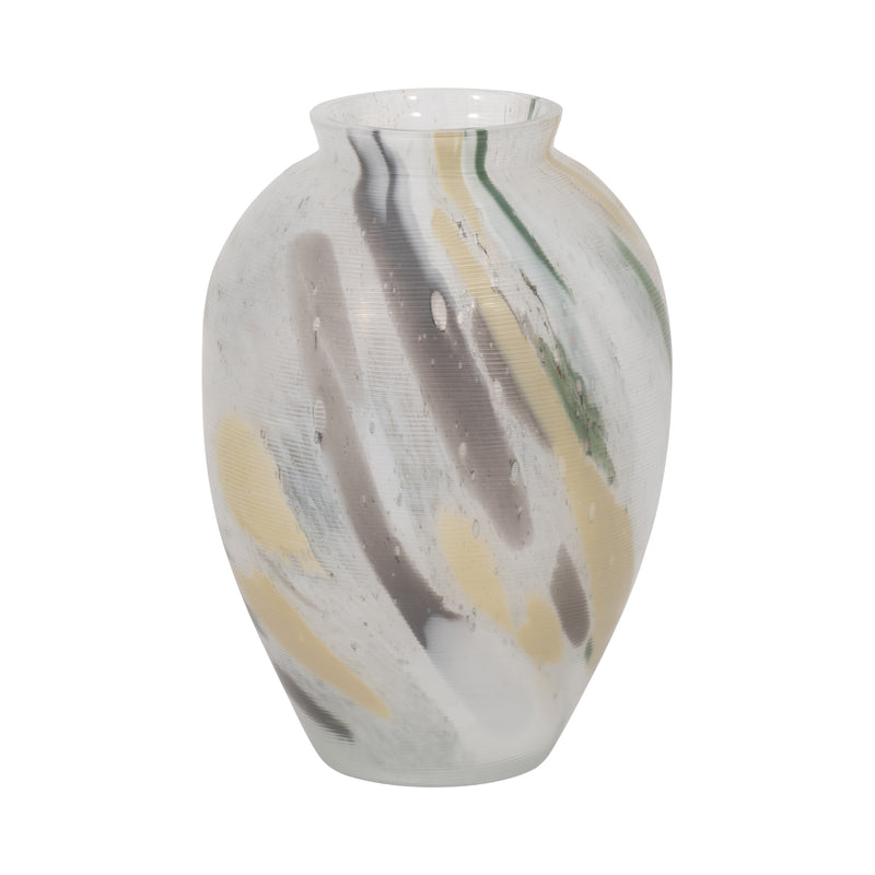 Marco Glass, 9" Marbled Look Vase, Multi