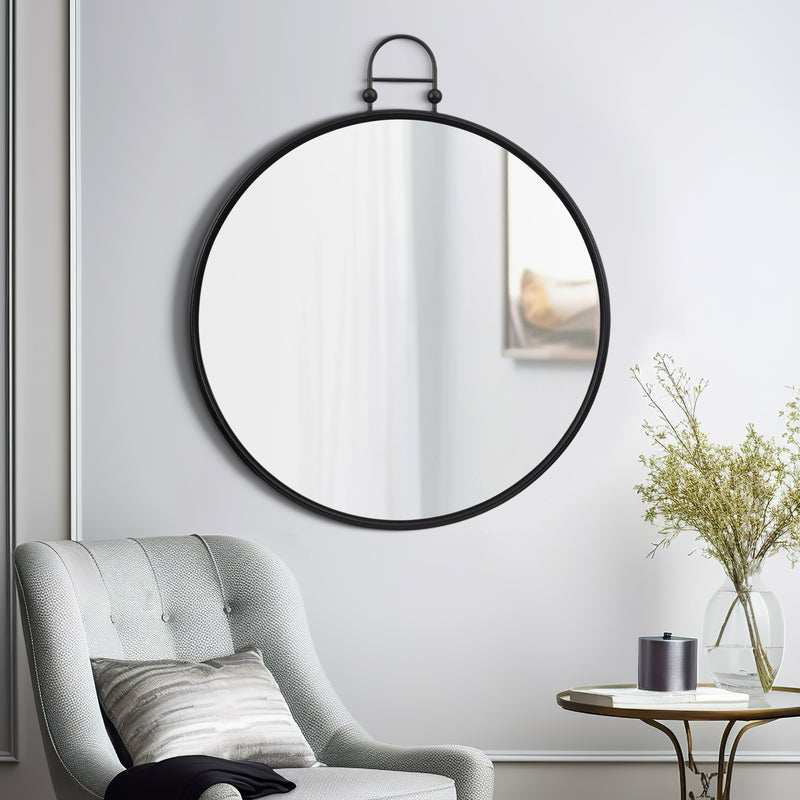 Metal, 31" Mirror Metal Hoop, Black Wb