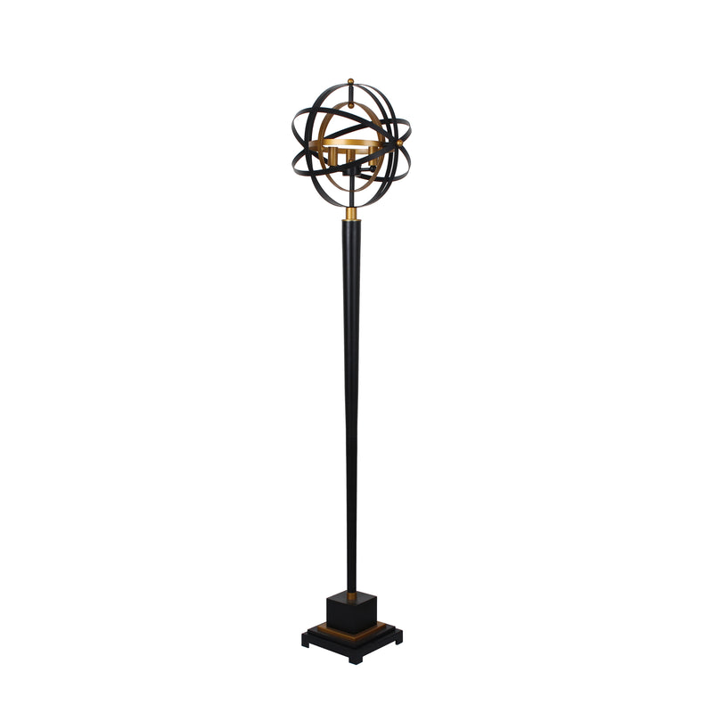 Metal 60" Armillary Floor Lamp,black/bronze