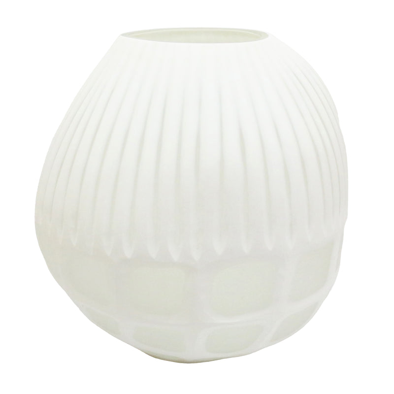 11" Arles Small White Glass Vase