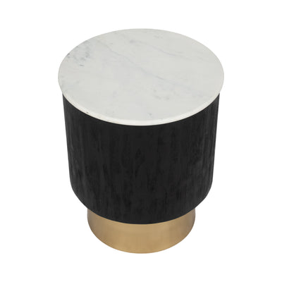 20" Gold Pedestal Accent Table Marble Top, Wht/blk