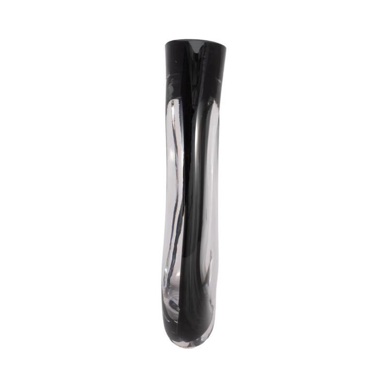 13" Elina Cut-out Black Glass Vase