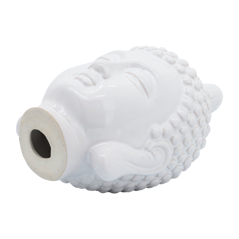 CERAMIC 10" BUDDHA HEAD, WHITE