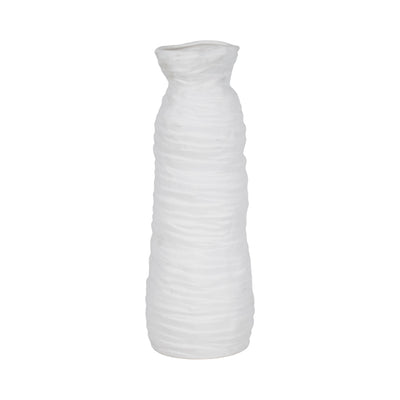 19" Horizontal Ribbed Matte Vase, Ivory