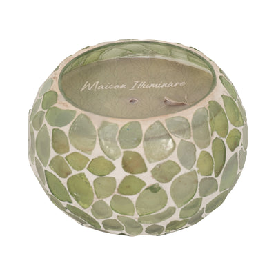 Glass, 4" 10 Oz Mosaic Scented Candle, Light Green