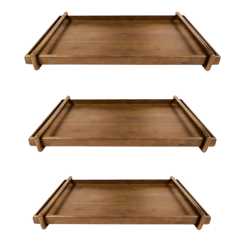 S/3 18/22/26" Kazu Wood Trays, Brown