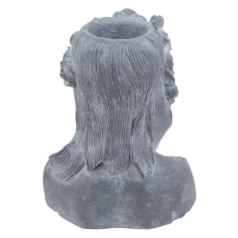 RESIN, 19" LADY W/ ROSES, GRAY