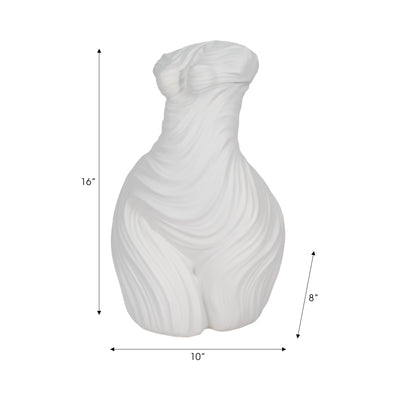 16" Curvy Ribbed Sculpture, White