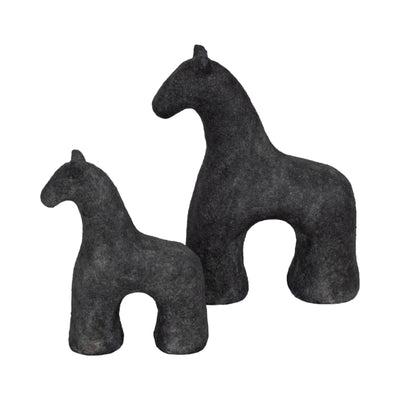 9" Textured Horse, Black