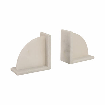 S/2 6" Alabaster Arc Bookends, White