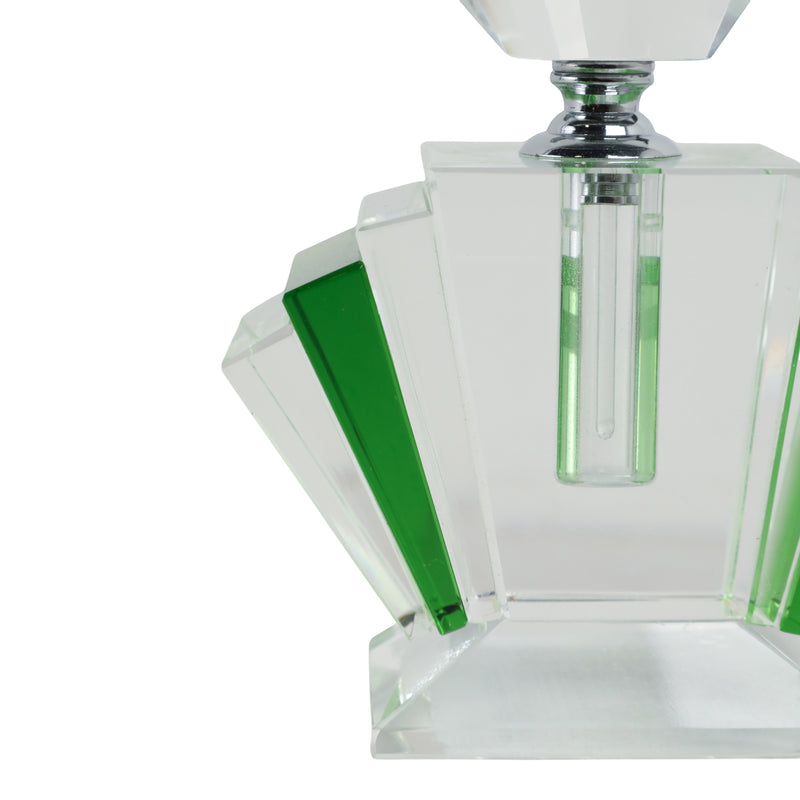 GREEN CRYSTAL PERFUME BOTTLE 4.75"