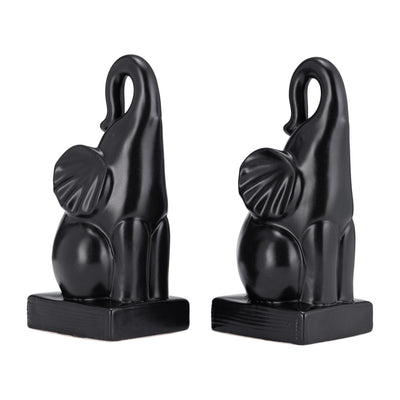 CER, S/2 8"H ELEPHANT BOOKENDS, BLACK