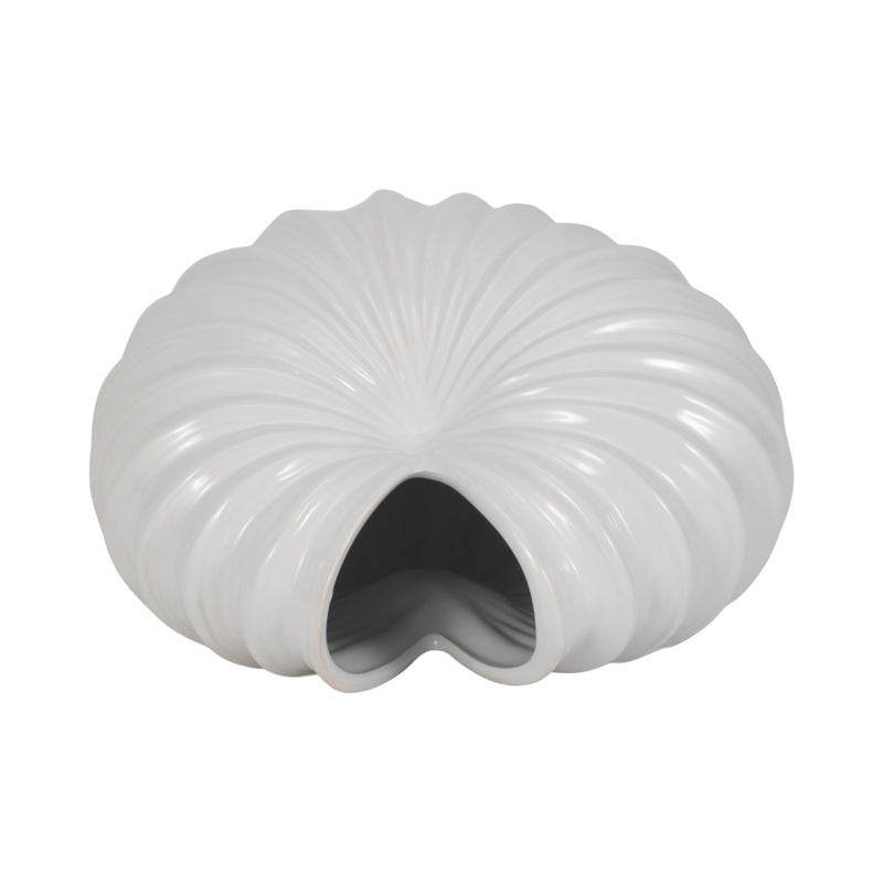 CER, 10" SHELL VASE, WHITE