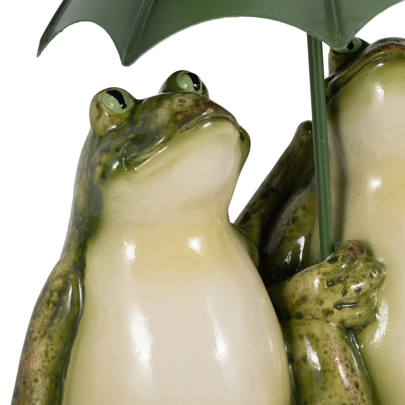 9" Sitting Frogs With Umbrella, Green