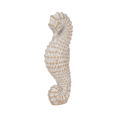 12" Resin Wicker Seahorse, White