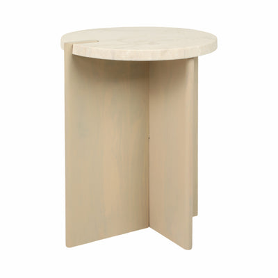 24" CONNLEY MEDIUM MARBLE AND WOOD ACCENT TABLE