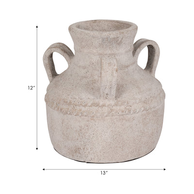 Terracotta, 12" Triple Handle Jug, Ivory