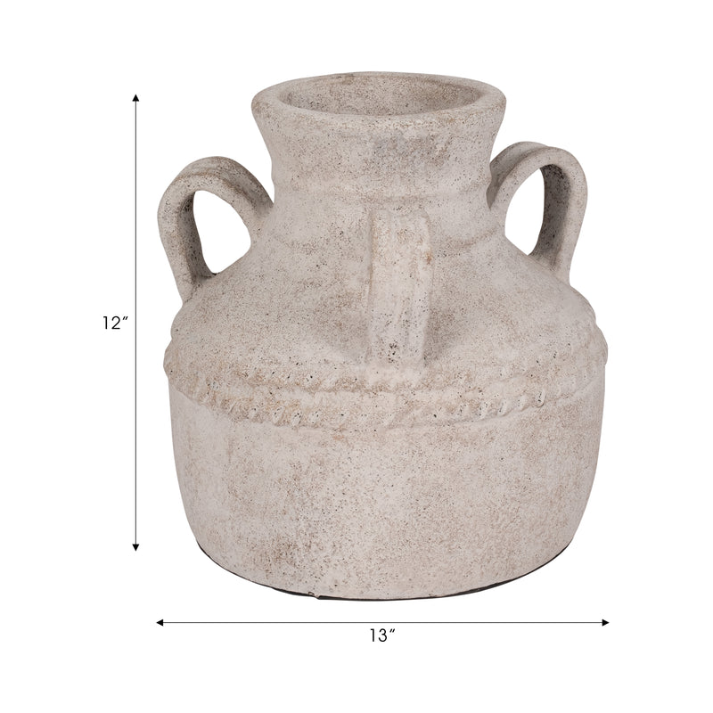 Terracotta, 12" Triple Handle Jug, Ivory