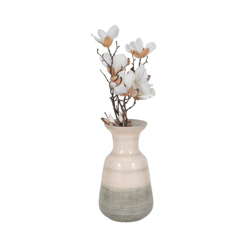 Glass, 14" 2-toned Enamel Vase, White