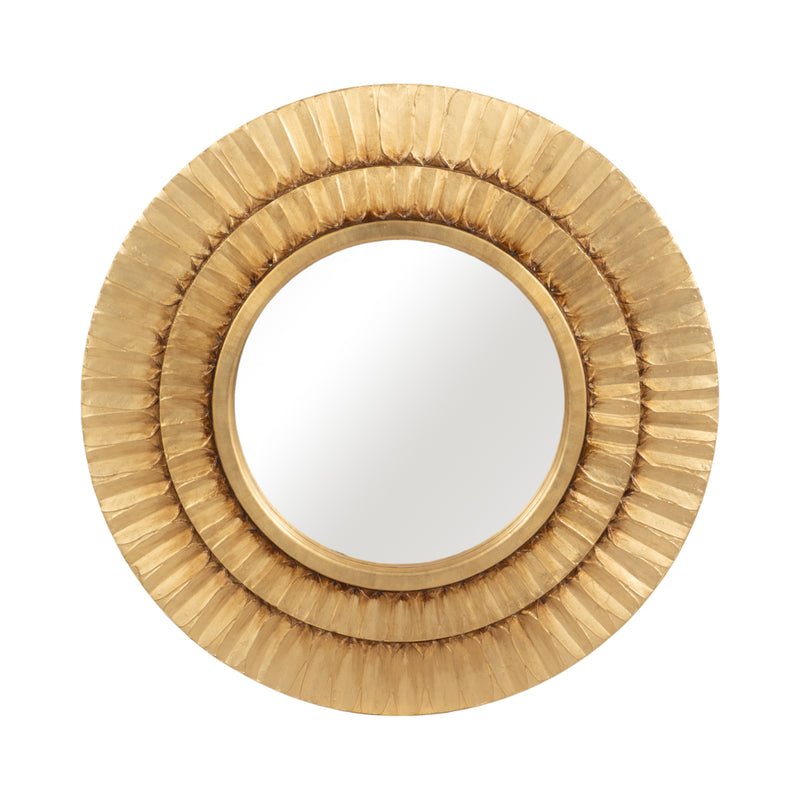 47x47 Round Tribal Gold Leaf Mirror