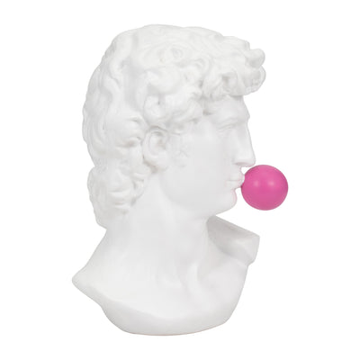 Resin, 13" Greek God Head W/gum, White