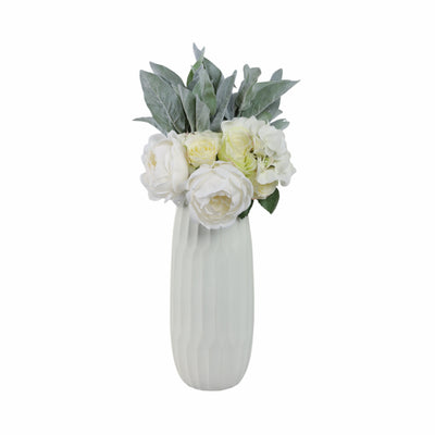 CERAMIC 14" VASE , WHITE