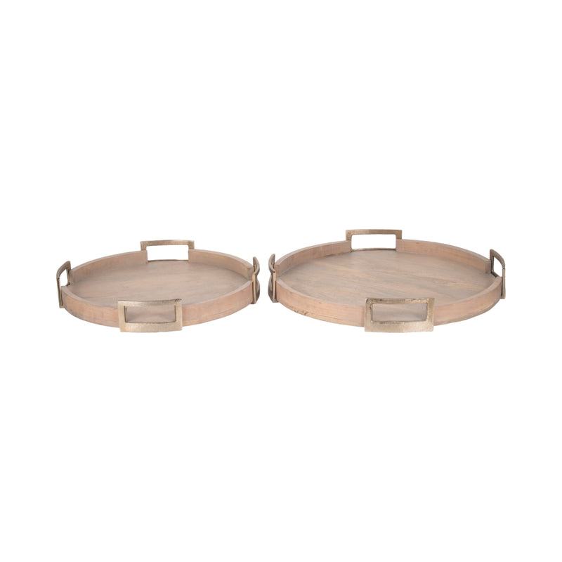 S/2 22/26" Maxwell Round Wood Trays, Natural