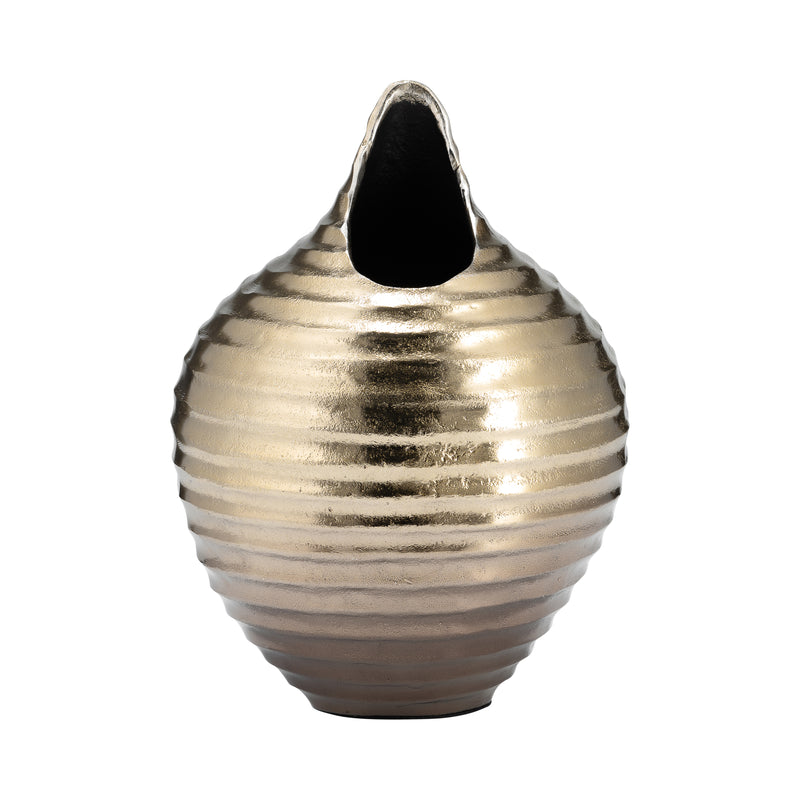 METAL,12",SHELL LIKE VASE,GOLD