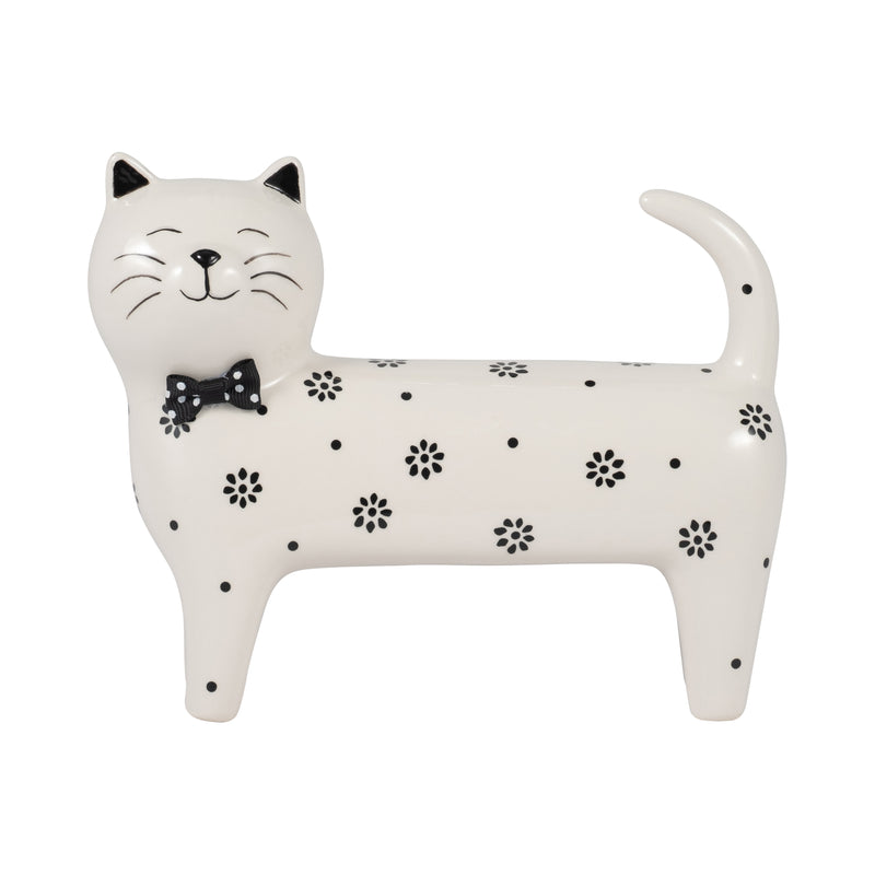 Cer, 7" Daisies Cat, White