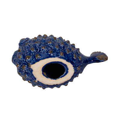 BLUE CERAMIC PUFFER FISH 10"